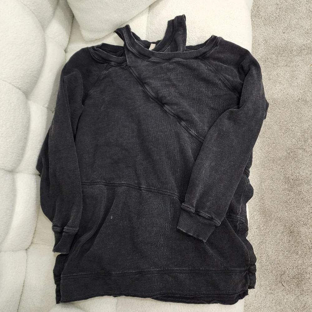 Anthropologie Pilcro Faded Black Crossover Cutout Sweater